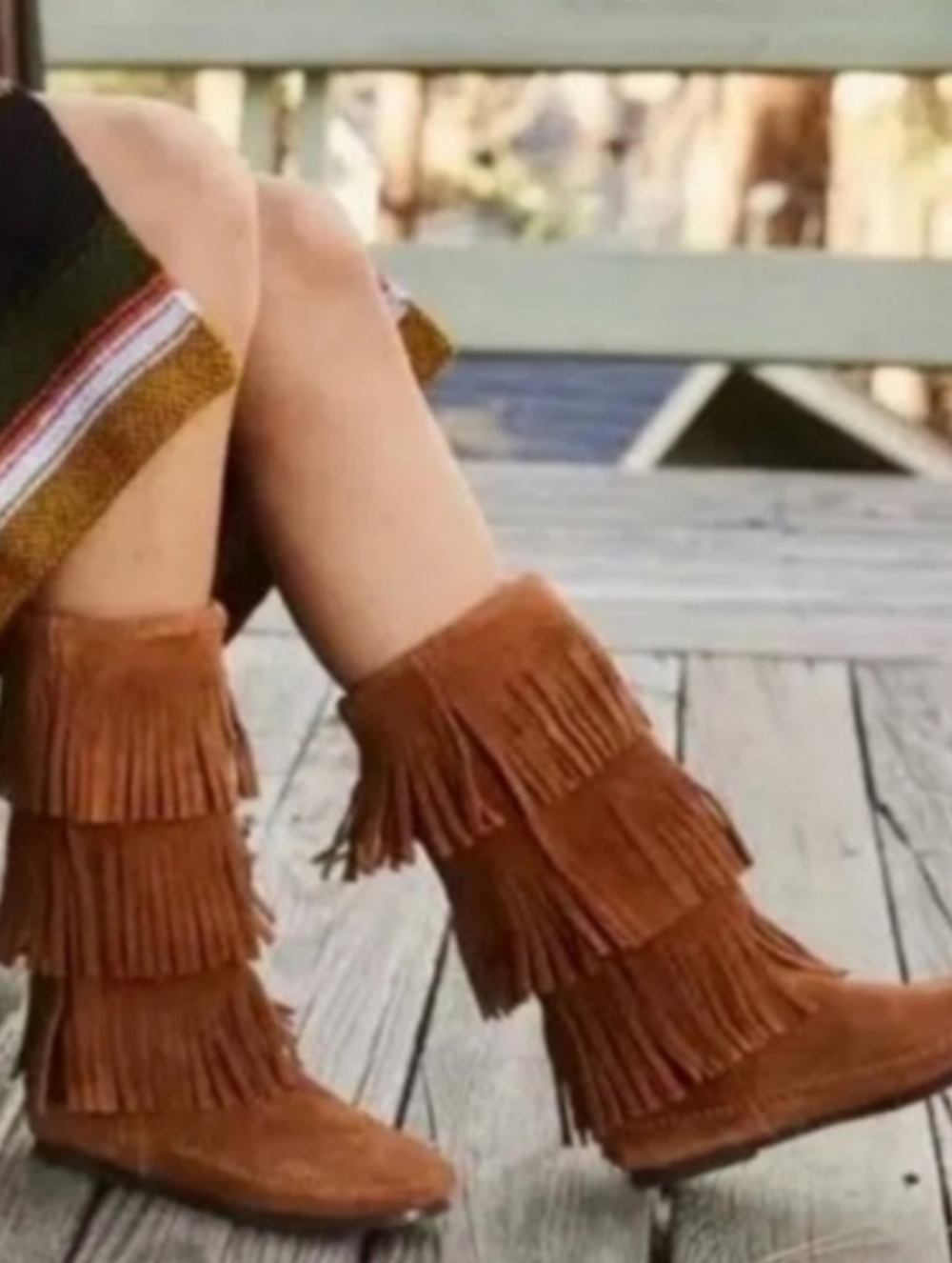 SIZE 8 Fringed Suede Knee Boot - Tan Women’s Shoes 3 Layer
